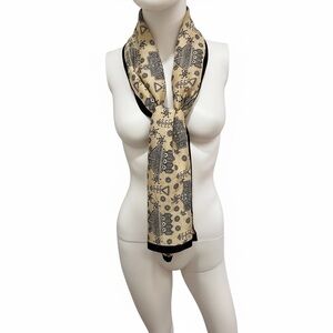 Vintage Hand-Printed Abstract 100% Silk Scarf /Indian /Abstract/ Artisanal Motif